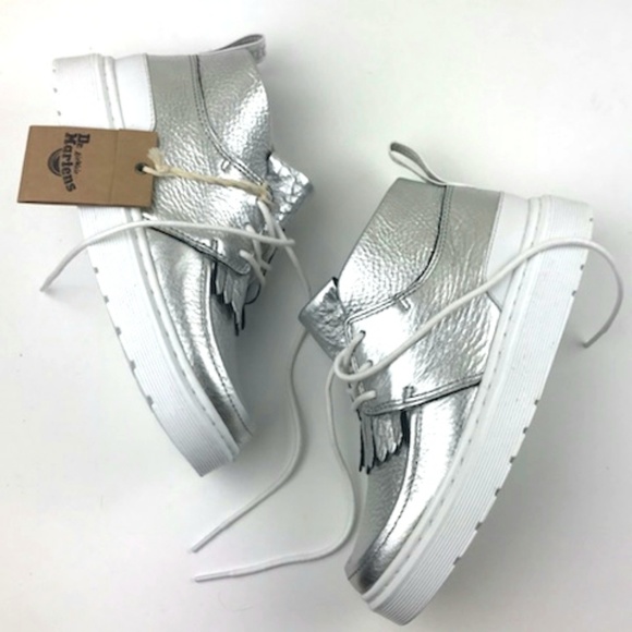 Dr. Martens Shoes - Dr. Martens Jemima Chukka Silver Leather Boot NWT